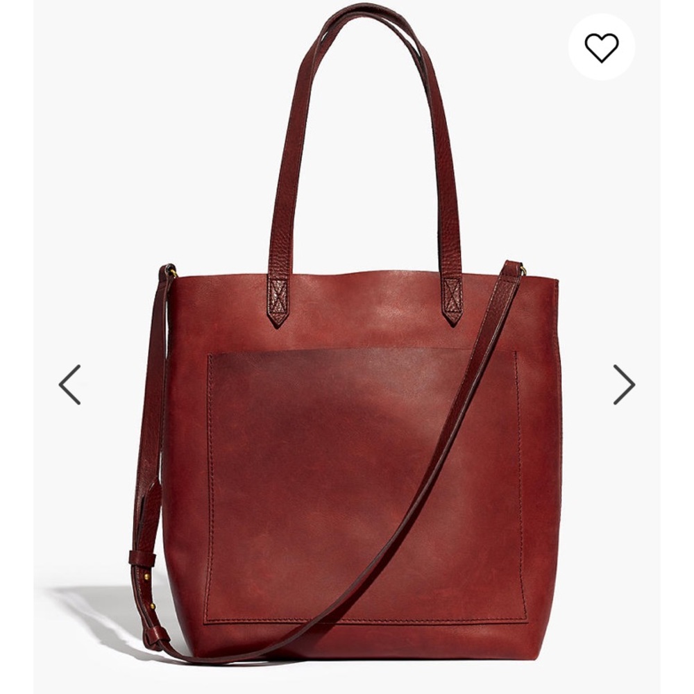 Classic Red Leather Tote Bag with Shoulder Strap